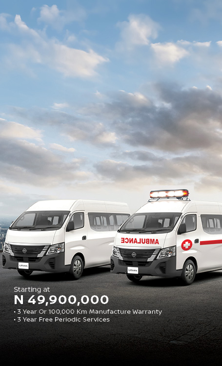 White Nissan Urvan and Urvan conversion to ambulance